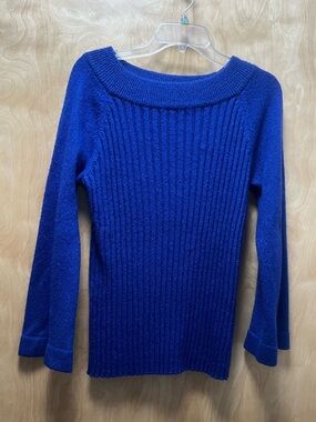 Hampshire Studio Women’s Ribbed Boatneck Sweater in Cobalt Blue